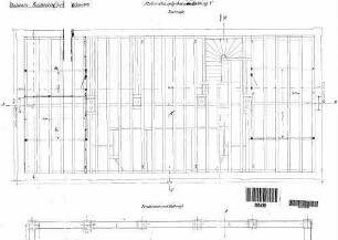 Reichenberg bzw. Geroldshausen: Empfangsgebäude Verwaltungsgebäude Grundriß Dachgeschoß (mit Gebälk)