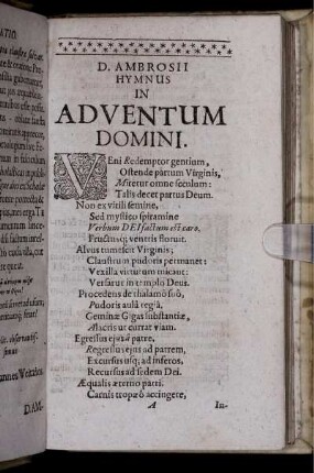 D. Ambrosii Hymnus In Adventum Domini