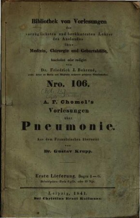 Vorlesungen über Pneumonie