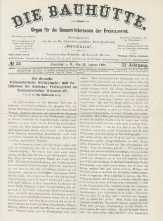 No. 35. Frankfurt a. M., den 29. August 1908. 51. Jahrgang.