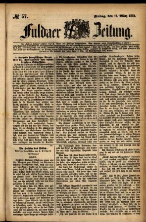Ausgabe vom Freitag, den 11. März 1881.
