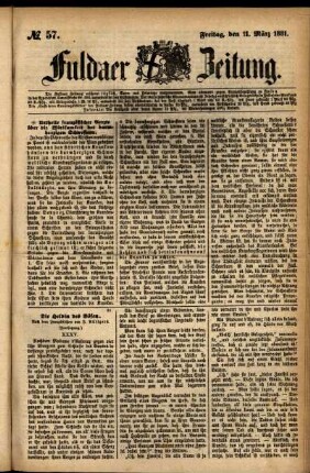 Ausgabe vom Freitag, den 11. März 1881.