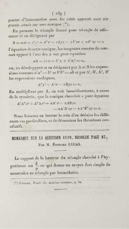 Remarque sur la question 1129, résolue page 83.