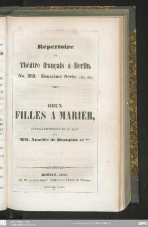 Deux filles à marier : comédie-vaudeville en un acte