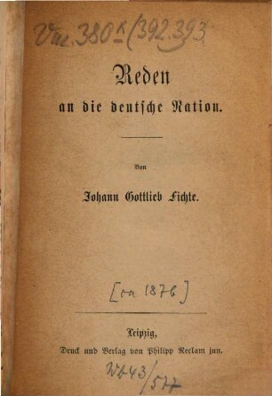 Reden an die deutsche Nation
