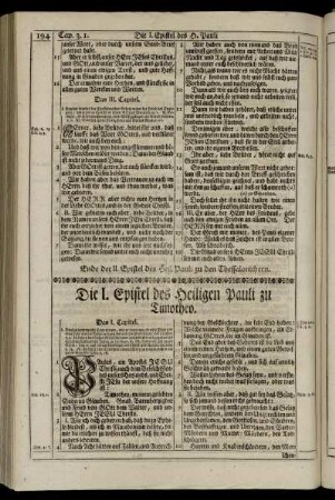 Die I. Epistel des Heiligen Pauli zu Timotheo.