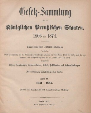 5.Aufl. 2.1841/54: Gesetz-Sammlung für die Königlich-Preußischen Staaten