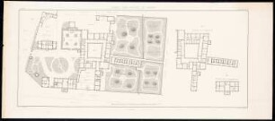 Irren-Heil-Anstalt, Owinsk: Bl. 16: Situationsplan, Grundriss 2.Etage Hauptgebäude, Wirtschaftsgebäude (aus: Bauausführungen des preußischen Staats, Bd. 2)