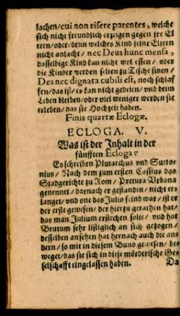 Ecloga. V. Was ist der Inhalt in der fünfften Ecloga?
