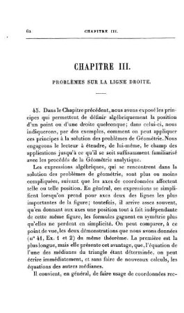 Chapitre III. Problèmes sur la lingne Droite.
