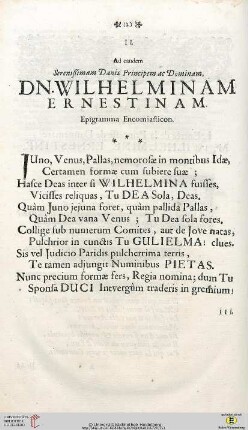 II: Ad candem serenißimam daniae principem ac dominam, DN. Wilhelminam Ernestinam. Epigramma Encomiasticon