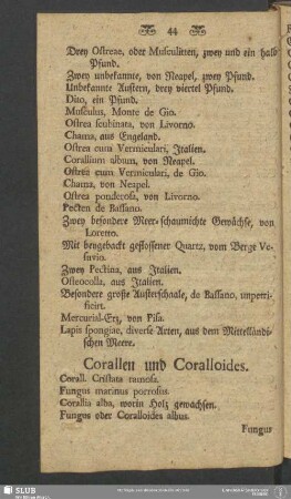 Corallen und Coralloides