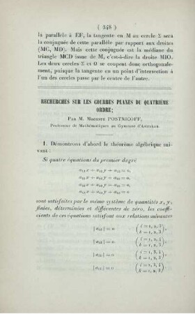 Recherches sur les courbes planes du quatrième ordre.