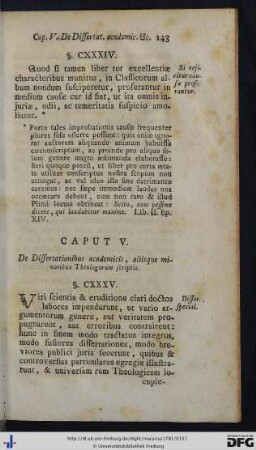 Caput V. De Dissertationibus academicis, aliisque minoribus Theologorum scriptis.