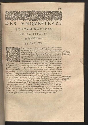 Des enquesteurs ... Titre XV.
