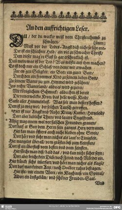 An den auffrichtigen Leser