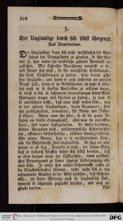 3. Der Unglaubige durch sich selbst überzeugt. Aus Bourdaloue