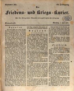 Der Friedens- u. Kriegs-Kurier : mit Sr. Königlichen Majestät allergnädigstem Privilegium. 1837,[2] = Jg. 163, Juli - Dez.