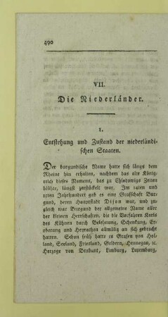 VII. Die Niederlaender