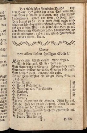 Litaney von allen lieben Heiligen Gottes. - Gebett nach der Litaney von allen Heiligen.