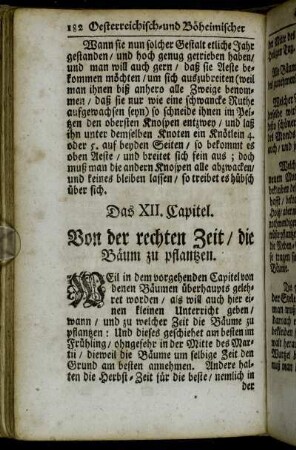Das XII. Capitel. Von der rechten Zeit/ die Bäum zu pflantzen