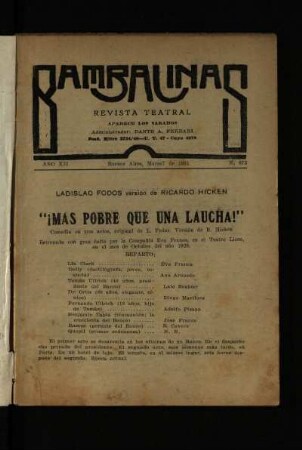 ¡Más pobre que una laucha! : comedia en tres actos