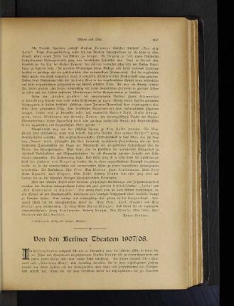 Von den Berliner Theatern 1907/08