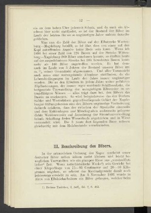 III. Beschreibung des Bibers