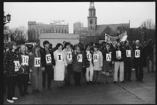 ABM-Demo mit der Parole "Arbeit für alle"