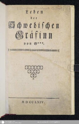 Leben der Schwedischen Gräfinn von G***
