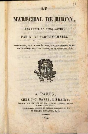 Le Maréchal de Biron : Tragédie en 5 actes