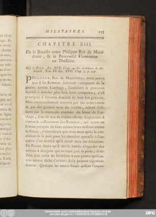 Chapitre XIII. De la Bataille entre Philippe Roi de Macédoine, & le Proconsul Flamininus en Thessalie.