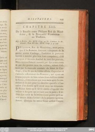 Chapitre XIII. De la Bataille entre Philippe Roi de Macédoine, & le Proconsul Flamininus en Thessalie.