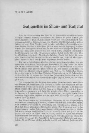 Salzquellen im Glan- und Nahetal. Albert Zink.