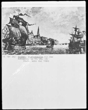 Ansicht von Bremen während einer Seeschlacht