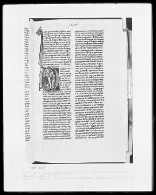 Heisterbacher Bibel — Initiale D (esiderii), darin Christus und Mönch, Folio 4recto