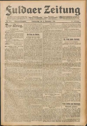 Ausgabe vom Donnerstag, den 03. Dezember 1914.