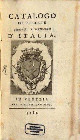 Catalogo di storie generali e particolari d'Italia