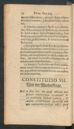 Constitutio VII. Von der Wiederklage