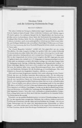 Nicolaus Falck und die Schleswig-Holsteinische Frage
