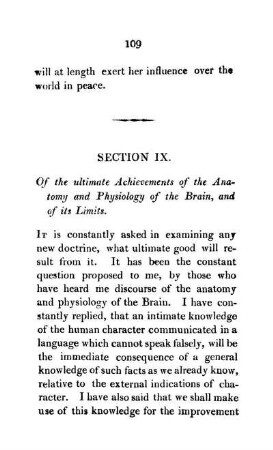 Section IX. Of the ultimate Achievements of the Anatomy and Physiology of the Brain, and of its Limits.