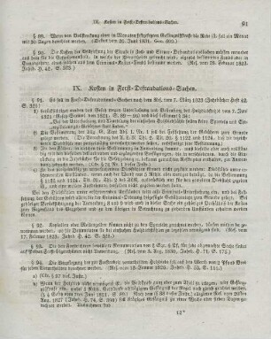 IX. Kosten in Forst-Defraudations-Sachen.