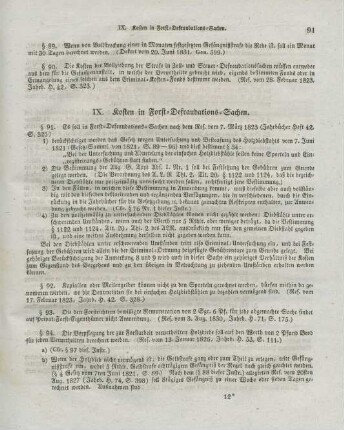 IX. Kosten in Forst-Defraudations-Sachen.