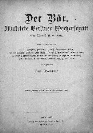 9.1883: Der Bär : illustrierte Wochenschrift für vaterländische Geschichte