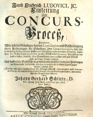 Einleitung zum Concurs-Proceß
