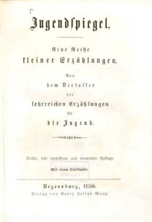 Jugendspiegel : eine Reihe kleiner Erzählungen