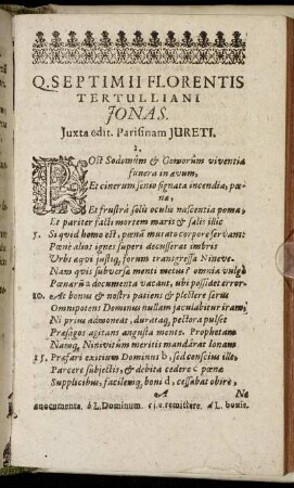 Q. Septimii Florentis Tertulliani Jonas