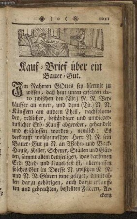 Kauff-Brief über ein Bauer-Gut