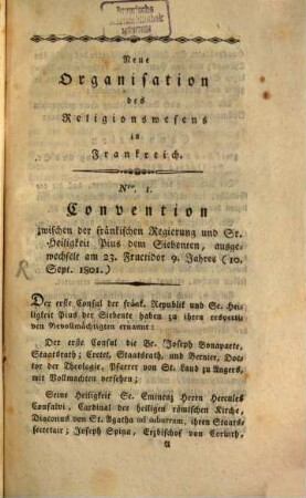 Neue Organisation des Religionswesens in Frankreich, 1