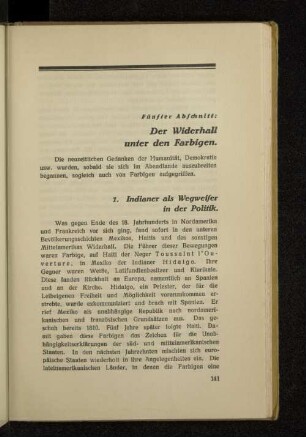 Fünfter Abschnitt: Der Widerhall unter den Farbigen.